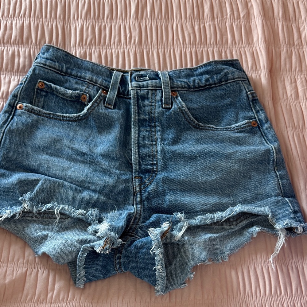 Levi's Distressed Denim Cutoff Shorts - Blue